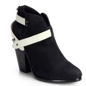 Rag & Bone Harrow Suede Booties 6 Black White $495 Ankle Boots
